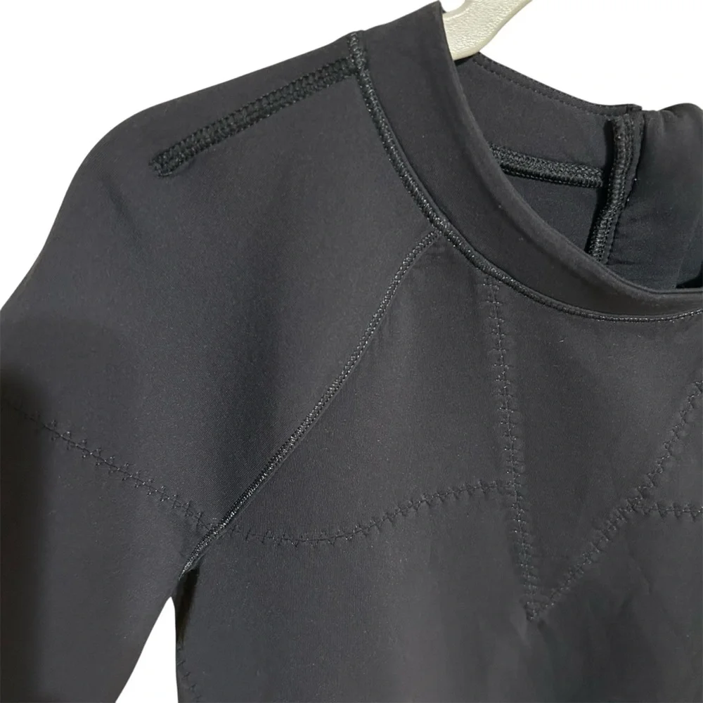Ivivva By Lululemon Black Peplum Neoprene LS Swim Rashguard Top Pocket Sz L 14